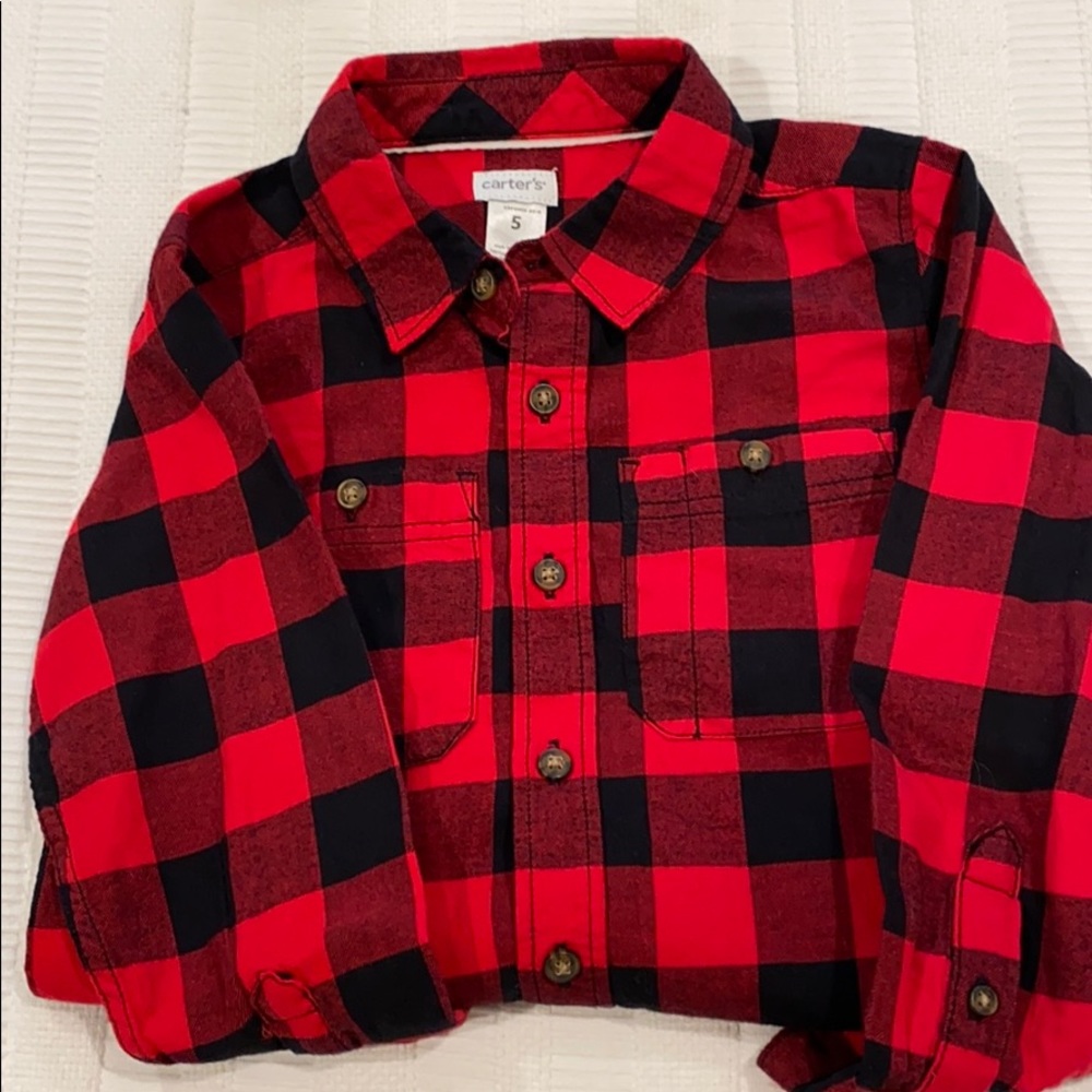 Boys Carter Buffalo Plaid Button down shirt